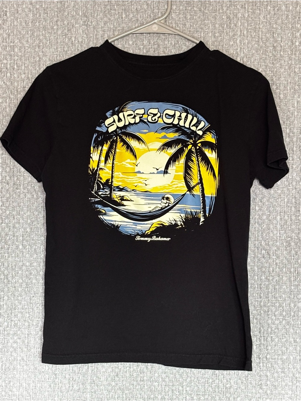Tommy Bahama Boys Surf & Chill Graphic T-Shirt Black Size 14/16